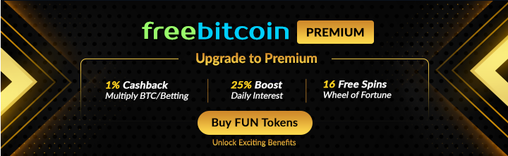 Freebitcoin Upgrade to Premium benefits banner.